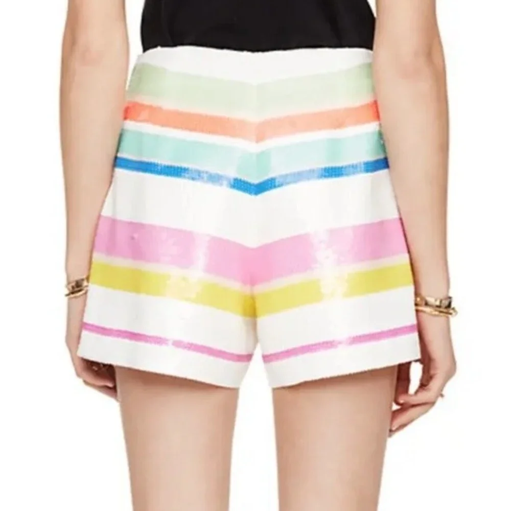 Kate Spade Cape Stripe Sequin Shorts, Multicolor, Size 0 NWOT